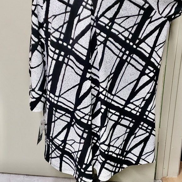 Marallis Collection Black & White Abstract Open Front Long  Duster Jacket - Picture 7 of 9
